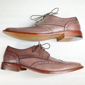 Joseph Abboud Italian Leather Wingtip Brogue Oxfords Mens 10.5 Brown EUC Italy